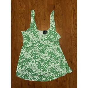 Thanx Collection Y2K Green Floral Sleeveless Tank Babydoll Festival Medium